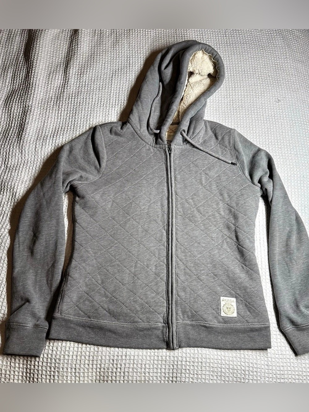 Abercrombie & Fitch Sherpa Lined Quilted Full Zip Hoodie Gray Women’s M